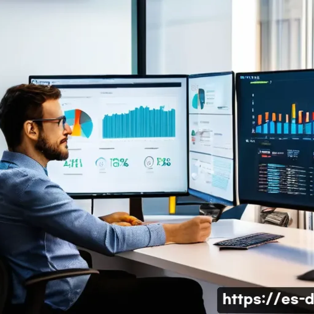 데이터과학 분야별 연봉 차이 - A modern office scene in a bustling Madrid tech startup, featuring a diverse team of data profession...
