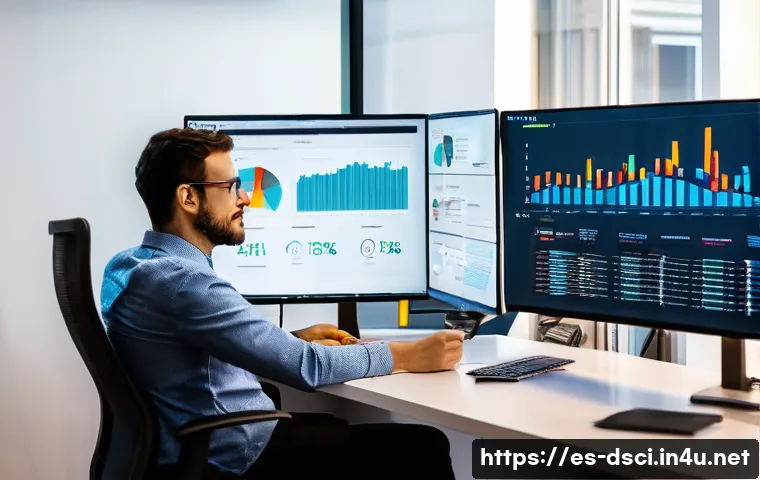 데이터과학 분야별 연봉 차이 - A modern office scene in a bustling Madrid tech startup, featuring a diverse team of data profession...
