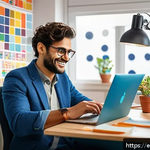 데이터과학자로서 블로그 운영하기 - A cozy home office scene showing a Spanish-speaking data scientist working on a laptop surrounded by...