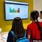 데이터과학과 R 언어 활용 사례 - Photorealistic data science classroom in Barcelona, Spain, a diverse group of university students co...